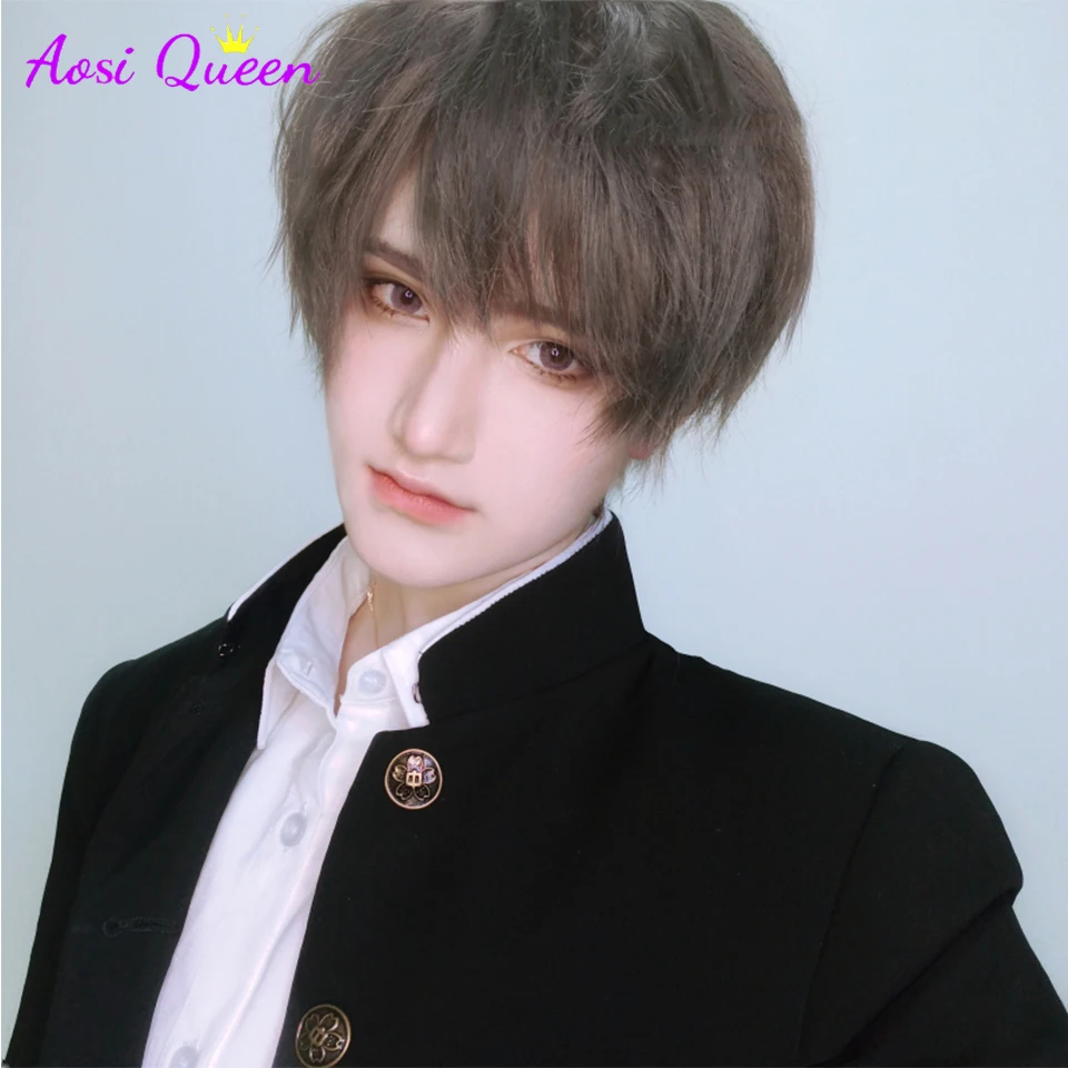 

Как парик, мужские короткие волосы, черно-белые, сочетающиеся красивые корейские натуральные пушистые красные волосы, универсальные реалис...