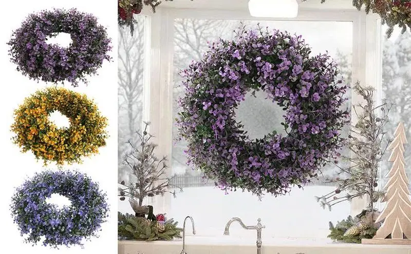 

Artificial Lavender Wreaths Autumn Lavender Door Spring Door Wreath Christmas Fake Lavender Wreaths Home Decor Supplies Products