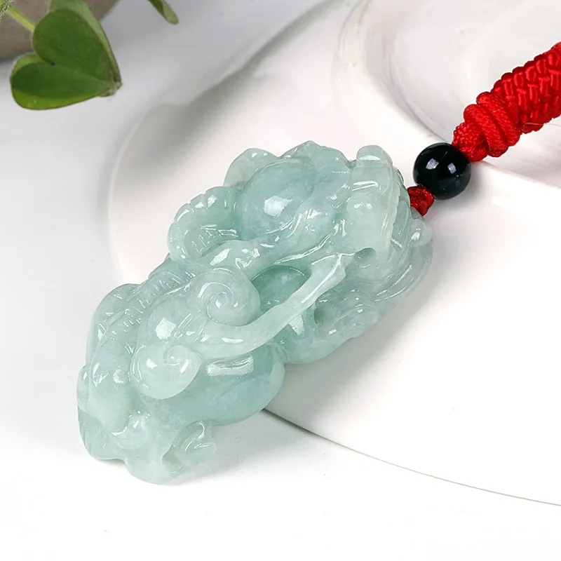 Jadeite Jade Pi Xiu PendantAGoods Ice Waxy Kinds Overlord Women's Jade Pendant Men's and Women's Emerald Pendant