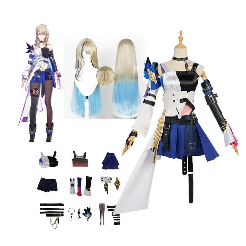 

Костюм для косплея Game Honkai Star Rail Serval Landau, женское платье, ободок на шею, парик, костюм на Хэллоуин