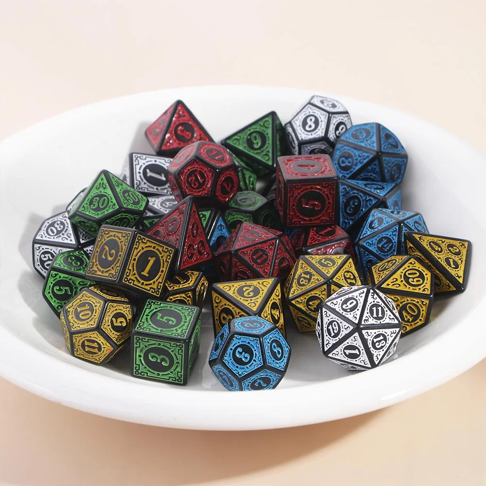 

7 шт./набор, многогранные игральные кости D4 D6 D8 D10 D % D12 D20