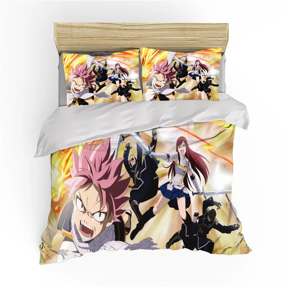 

Hot Anime Fairy Tail Bedding Set Cartoon Duvet Cover Luxury Bed Quilt Kids Adult Queen King Single Full Size Gift Sets Comforter