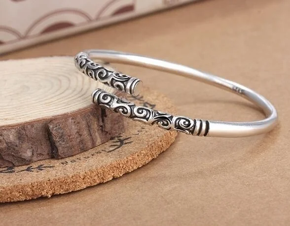 

ANGLANG Fashion Silver Colour Vintage Bangles & Bracelet Creative Lettering Handmade Jewelry for Women Couple Adjustable