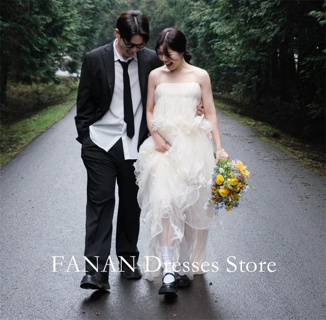 Женское ТРАПЕЦИЕВИДНОЕ свадебное платье FANAN элегантное фатиновое цвета слоновой