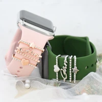 letter strap charms for apple watch silicone band bling decorative ring set for samsung galaxy watch sport bracelet ornament