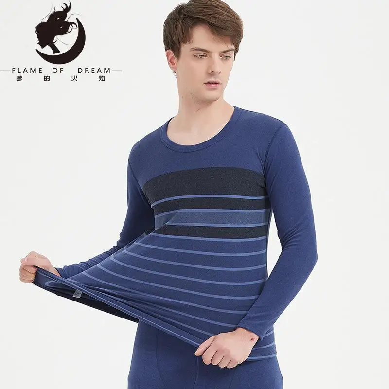 

Flame of dream 2022 New Men's Velvet Jacquard Thermal Underwear Set 2075