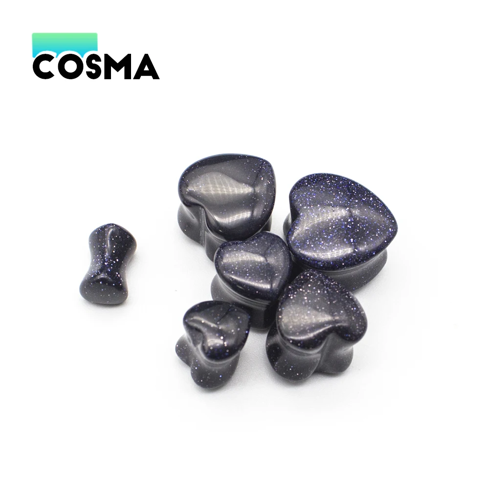

COSMA 1pair Peach Heart Stone Ear Expander Simple Trend Amethyst Stone Ear Expander Body Piercing Jewelry