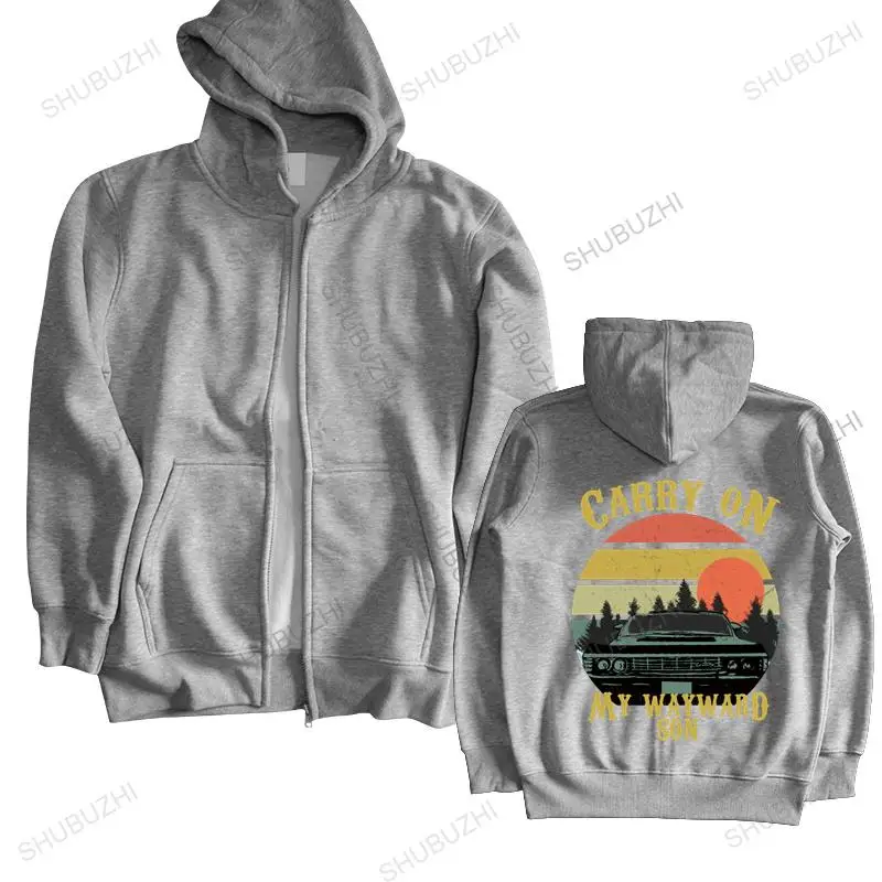 

Свитшот мужской в стиле ретро, пуловер сверхнатуральный на молнии, чистый хлопок, Худи оверсайз с надписью «Keep On My Wayward Son»