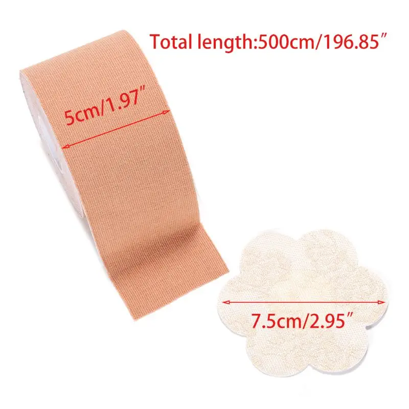 

Women Breast Lift Boob Tape with 5 Pairs Disposable Lace Nipple Cover Set DIY Instant Push Up Sticker Invisible Bra Pads 37JB