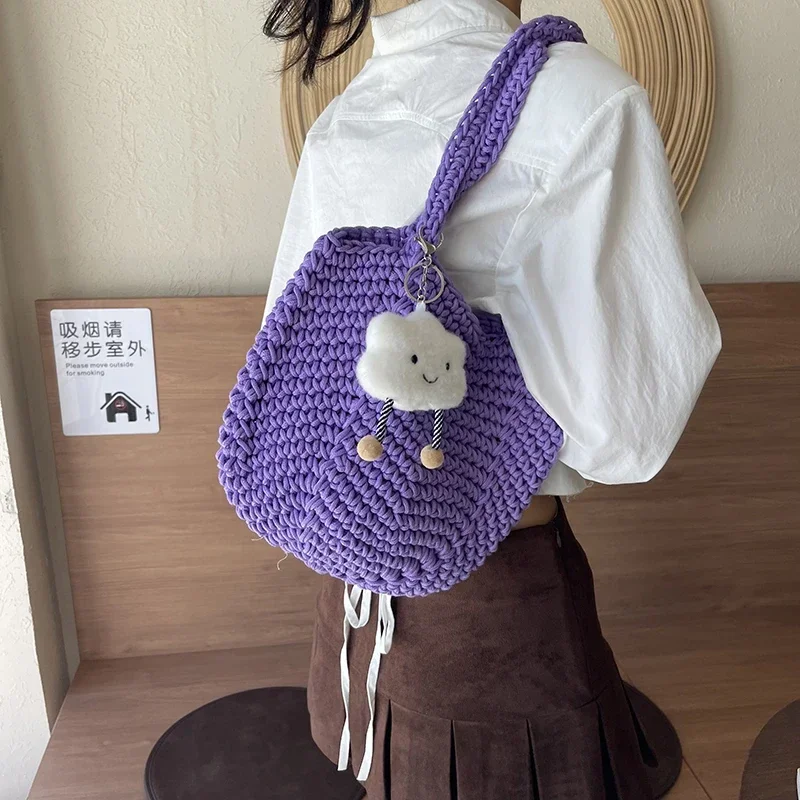 Новая осенне-зимняя шерстяная плетеная Сумка-мешок с художественной текстурой и