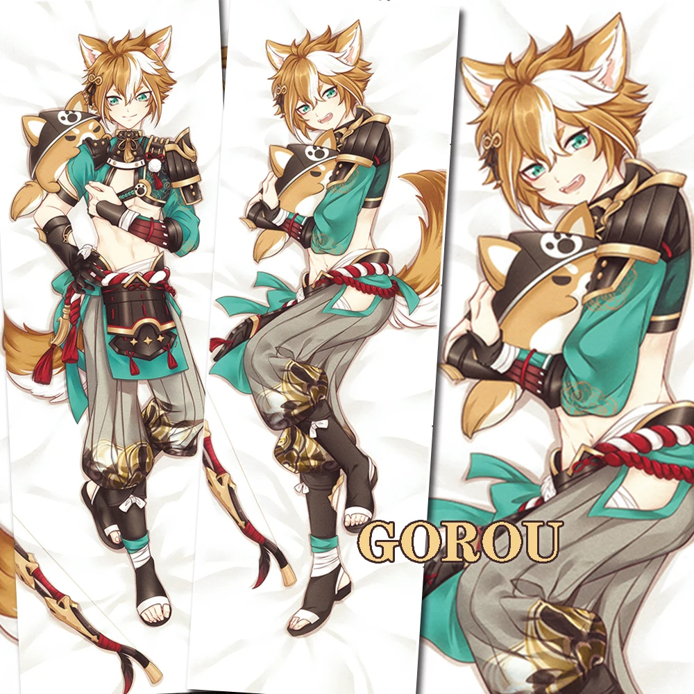 

Genshin Impact Inazuma Gorou Cospaly Dakimakura Cover 59'' Long Peachskin Hugging Body Pillowcase Cushion Anime Bedding