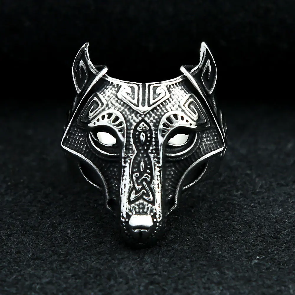 

Vintage Viking Wolf Stainless Steel Ring For Men Trinity Celtics Knot Ring Nordic Viking Amulet Jewelry Gift Wholesale Size 7-13