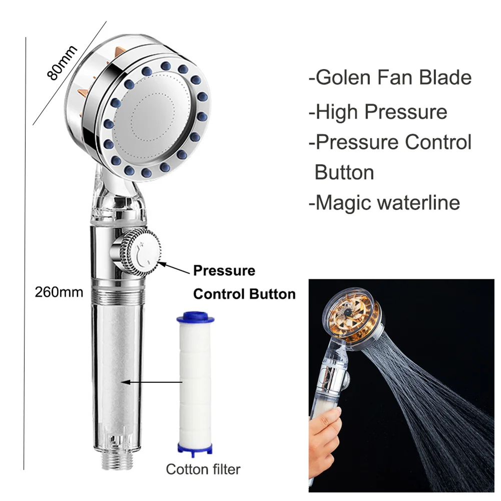 

Multifunction Control Knob Hand Shower Head BathroomPressurized Turbo Nozzle Increases Water Flow Speed Save Water Shower Head