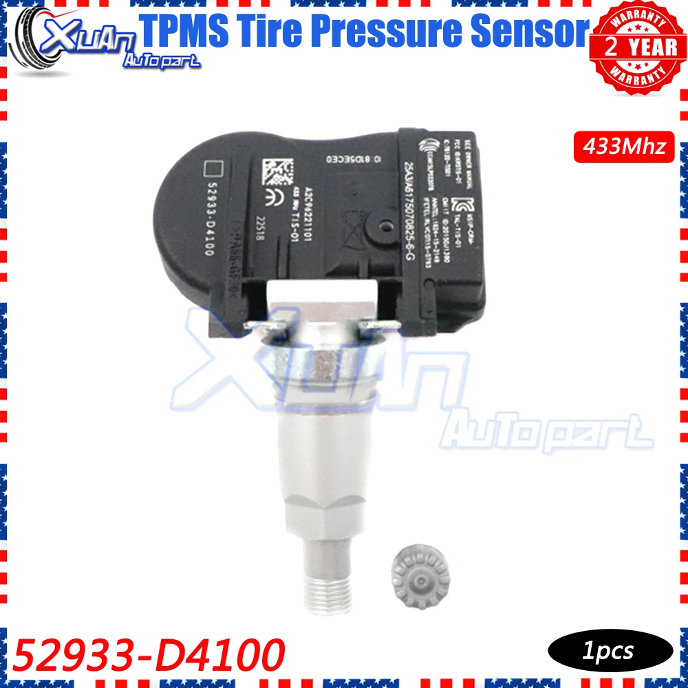 Фото XUAN 1 шт. TPMS датчик давления в шинах 52933-D4100 для Hyundai GENESIS SANTA FE VELOSTER Kia NIRO OPTIMA SORENTO 433 МГц №1