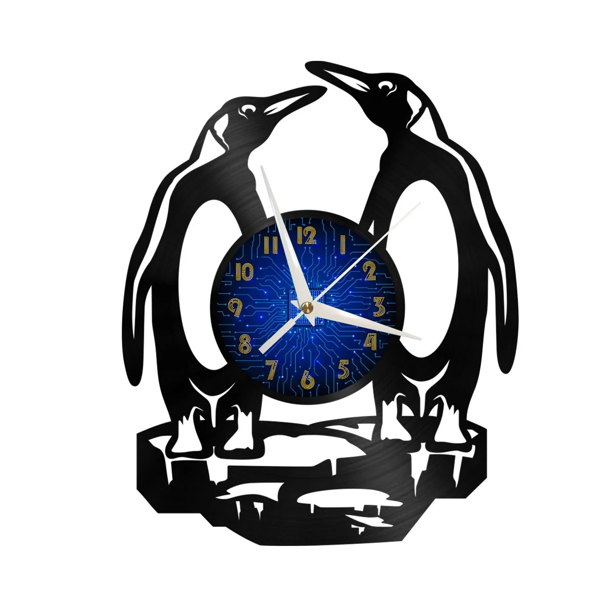 Penguin Vinyl Wall Clock, Vinyl Record Clock Wall Art Silent & Non-ticking
