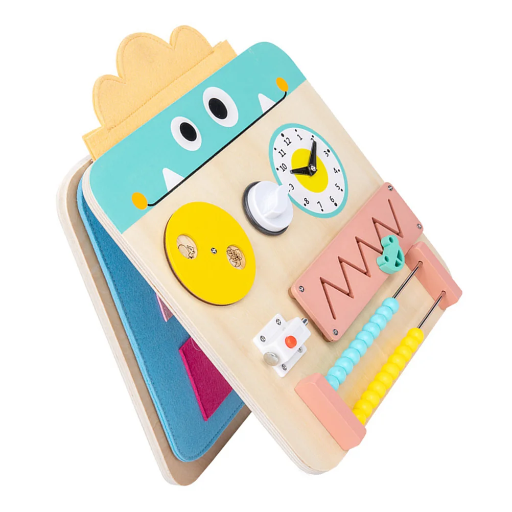 

Busy Board Plaything Wooden 4-Sides Sensory Activity Board for Toddlers