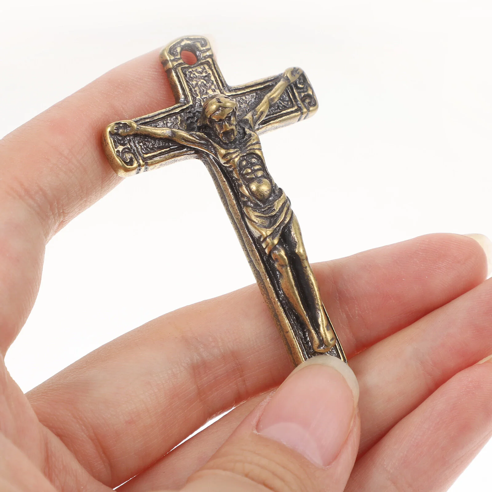 Key Chain Pendant Retro Style Charm Crucifix Jewelry Creative Copper Fob Keychains