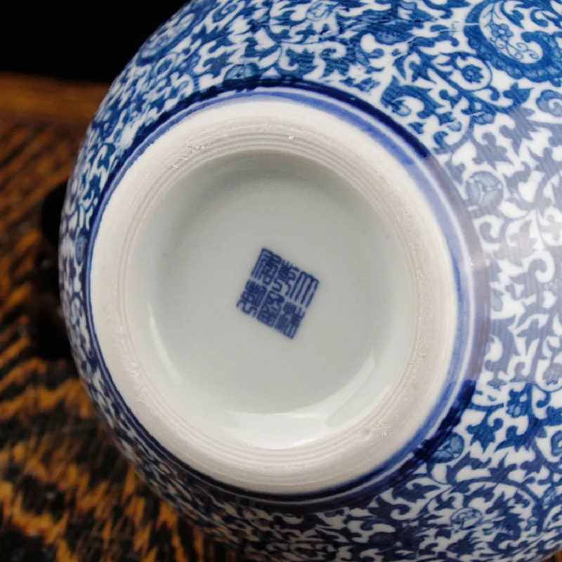 Chinese Jingdezhen Ceramics Blue White Porcelain Flower Vase Ornaments Home Livingroom Decoration Study Room Furnishing Crafts 5