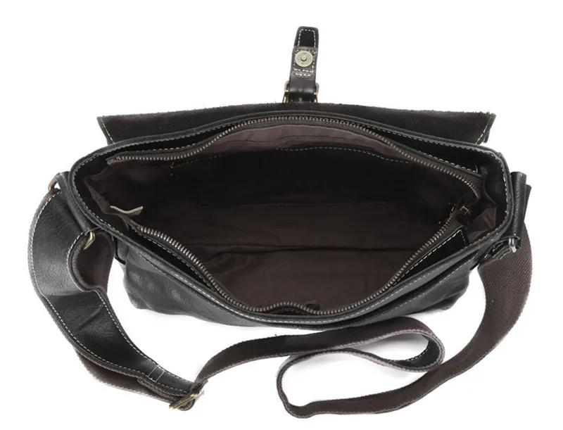 Casual high quality luxury genuine leather men's work black messenger bags daily natural real cowhide designer shoulder bag