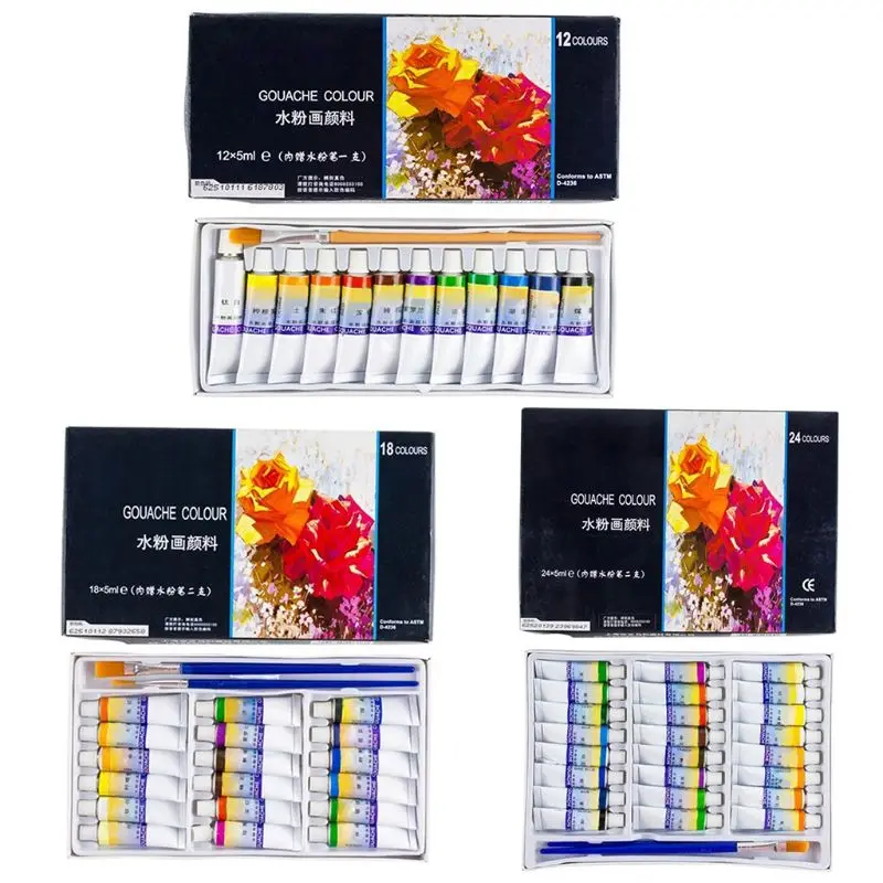 

12/18/24 Color Set of Art Watercolor Paint 5ml Tubes Rich Vivid Colors for Artists Students
