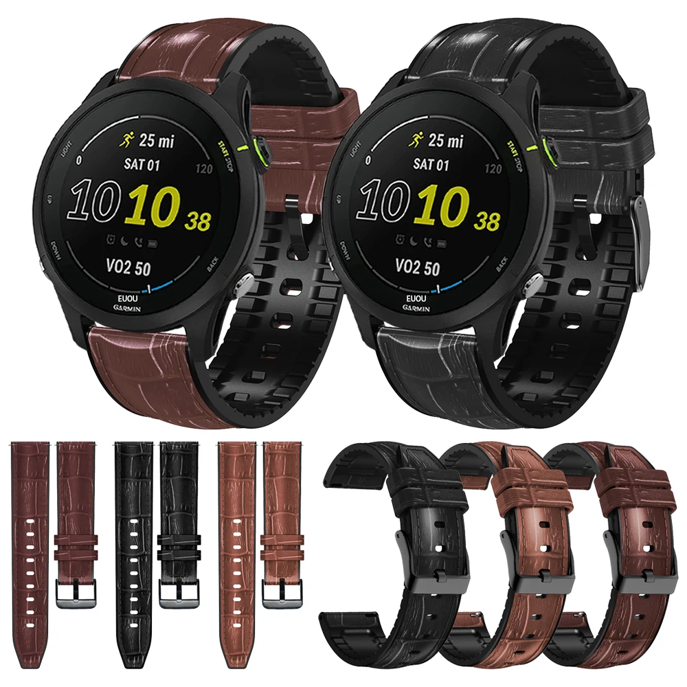 

Бамбуковый кожаный силиконовый ремешок с рисунком для Garmin Forerunner 255, музыкальный сменный ремешок для часов Vivoactive 4/CAME 2, браслет