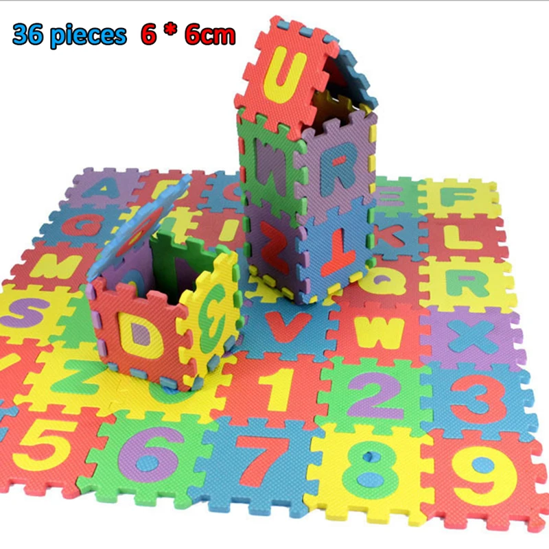

36-piece Letters Play Mat Children's Interlocking Baby Soft EVA Bubble Puzzle Early Education Baby Literacy Puzzle Mat Mattress