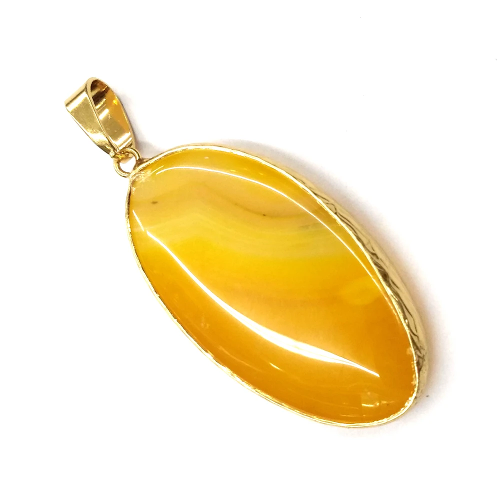 Купи Natural Stone Gem Edging Egg-shaped Pendant Handmade Crafts DIY Retro Charm Elegant Necklace Jewelry Accessories Gift Making за 170 рублей в магазине AliExpress