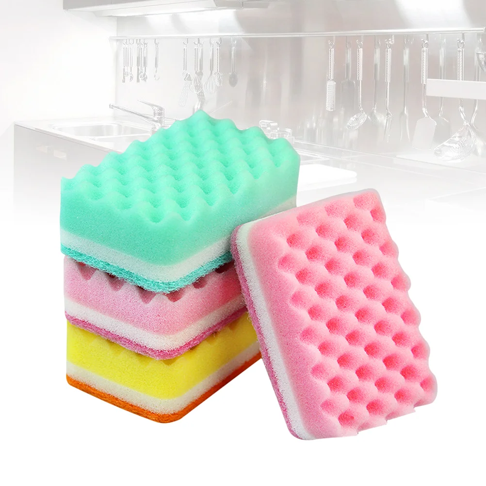 

10pcs High Density Small Wave Multi-Use Cleaning Sponges Non-Scratch Sponge Scrubbing Dish Sponges Use for Kitchens Bathroom
