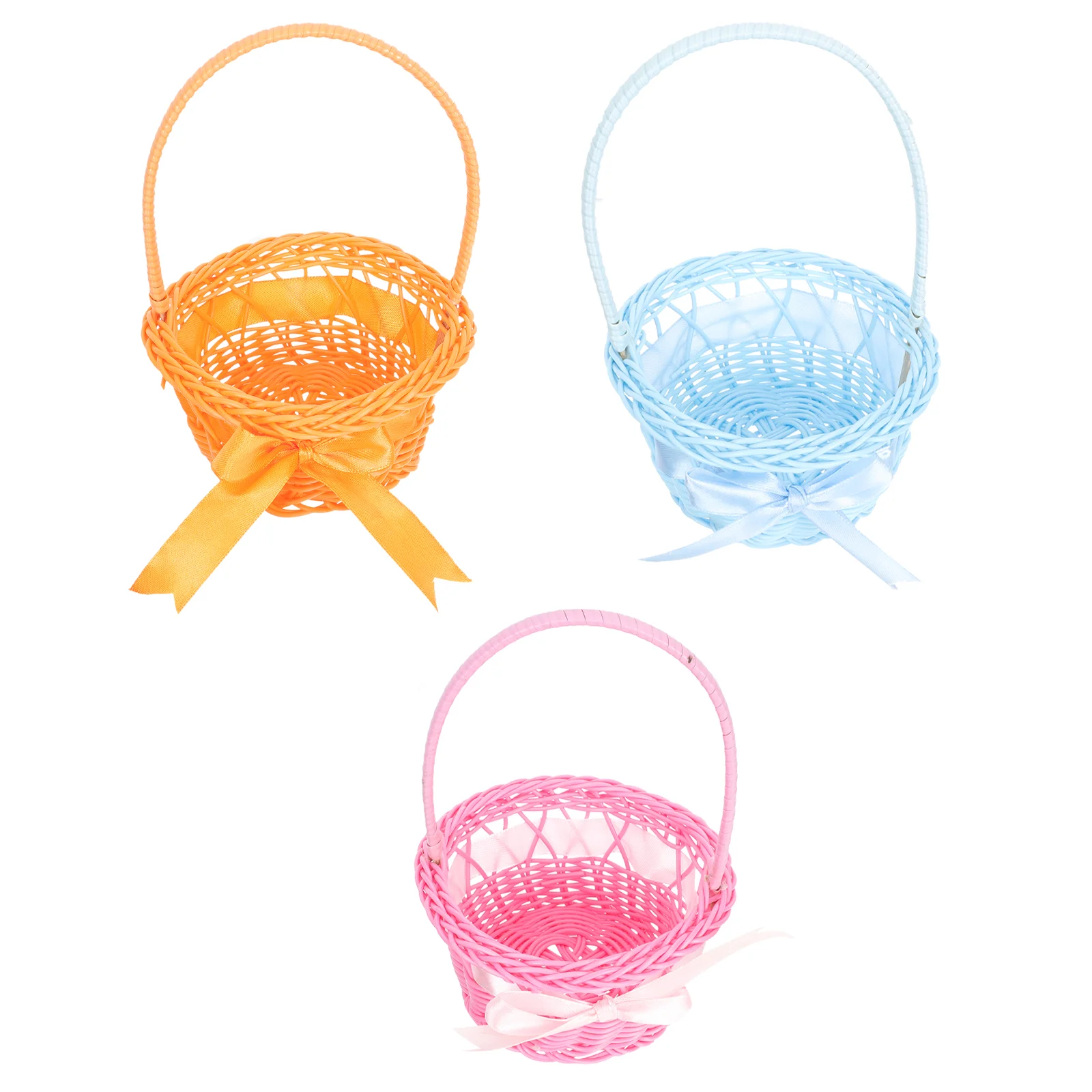 

3 Pcs Rattan Candy Basket Rustic Egg Kids Snack Container Willow Picnic Gift Baskets Wicker Easter Woven Flower Girl Seagrass