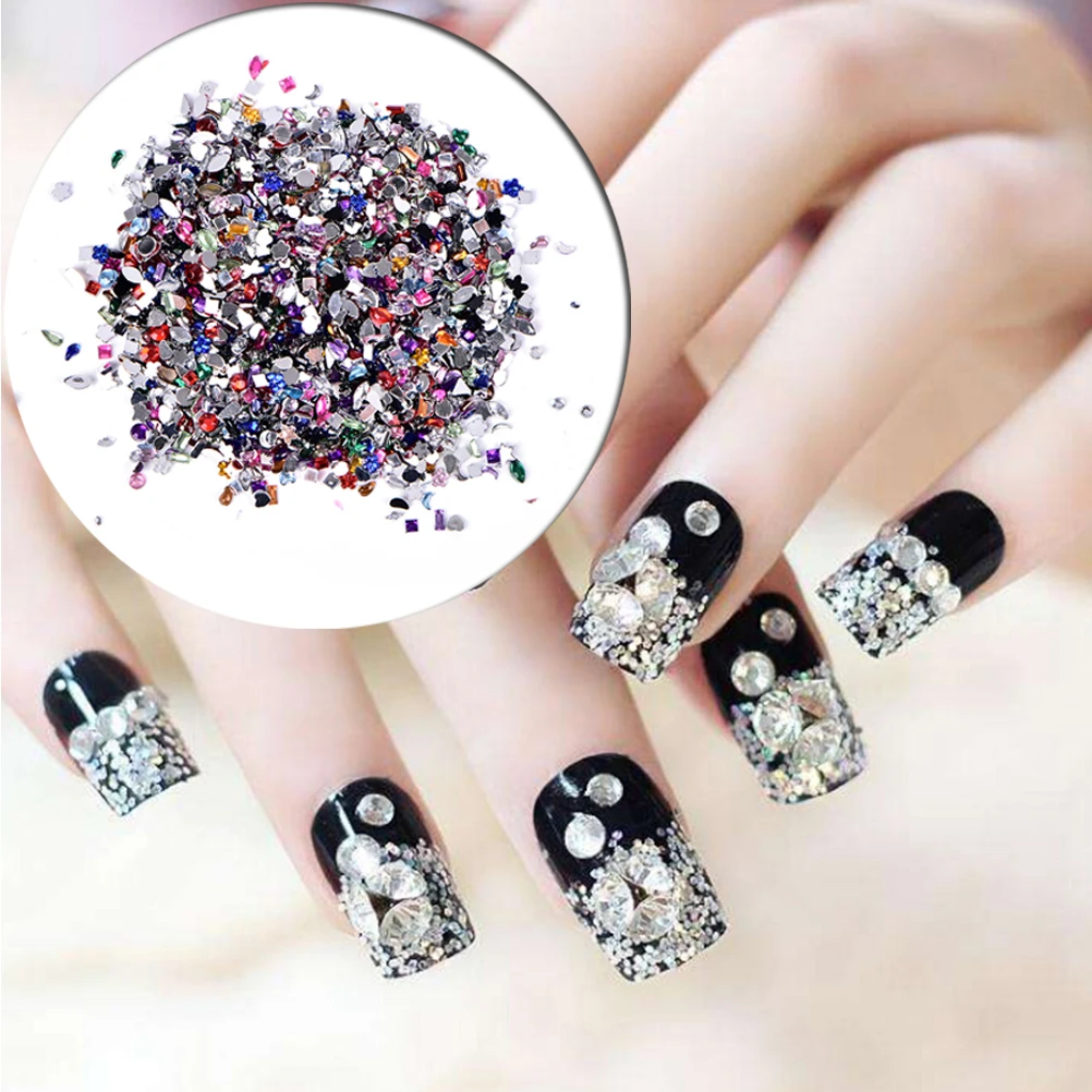 

2000Pcs/bag DIY Mix 3D Nail Sticker Acrylic Nail Art Tips Crystal Rhinestone DIY Nail Decoration 2-4mm
