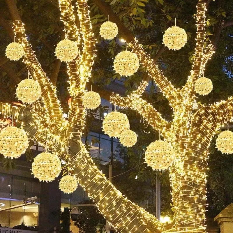 

Led Shape Hanging Tree Rattan Ball Lights Lights String Ball Lights Outdoor Christmas Decoration.