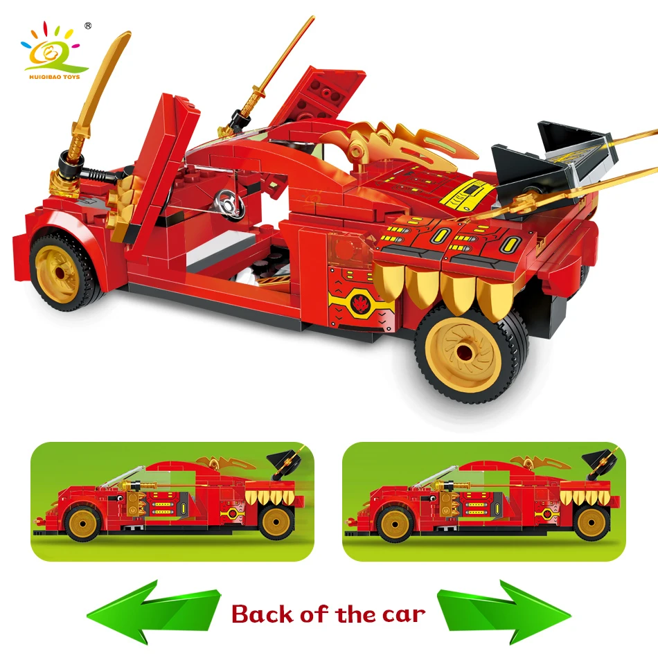 HUIQIBAO 344 шт. 8в1 ниндзя скоростной гоночный автомобиль строительные блоки