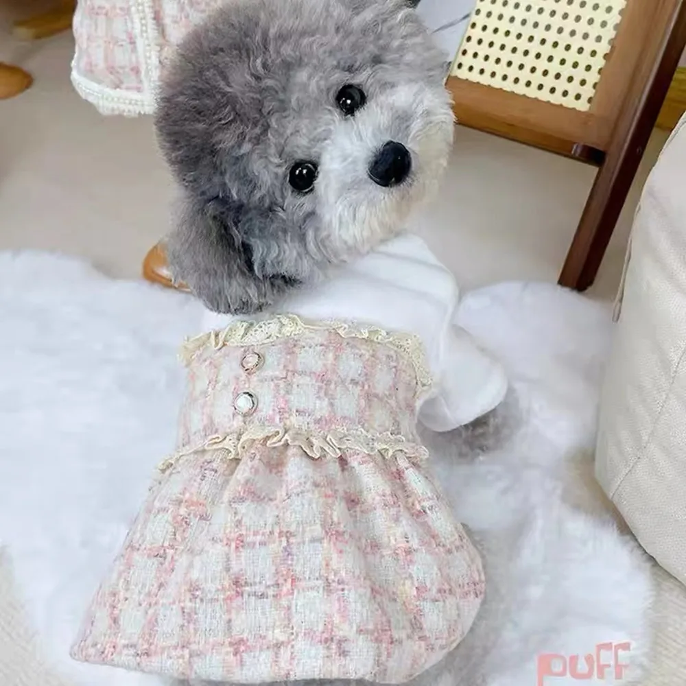 

Pet Clothes Autumn Winter Medium Small Designer Dog Dress Sweet Jacket Kitten Puppy Cute Princess Skirt Fashion Coat Chihuahua