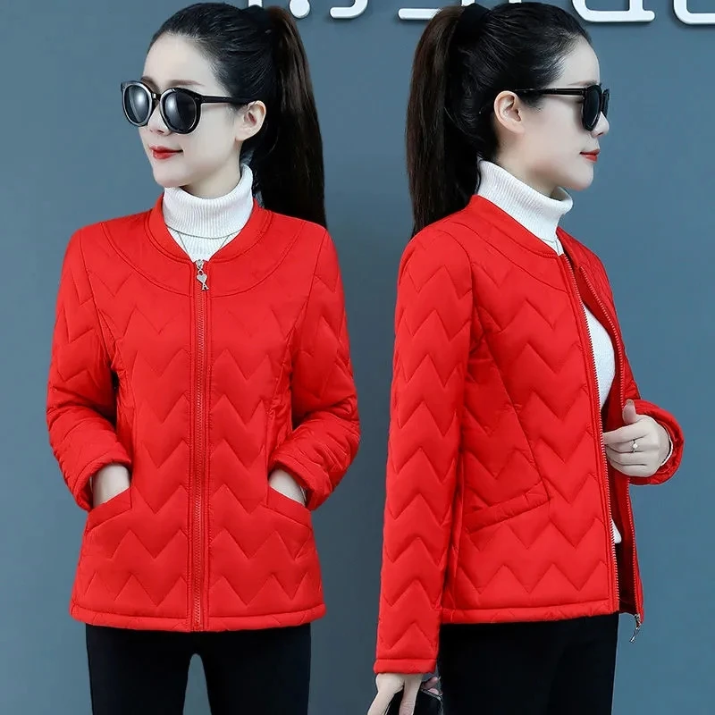 Padded Jacket Womens 2022 Autumn Winter New Fashion All-match Casual Small Down Cotton Coat Women Light Thin Large Size Parkas