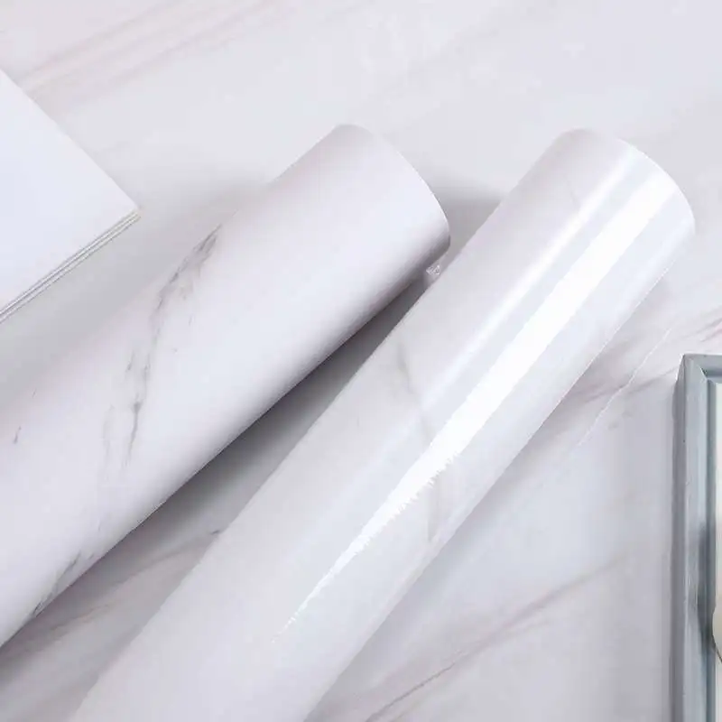 ПВХ Глянцевые белые мраморные обои самоклеящиеся водонепроницаемые Стикеры для
