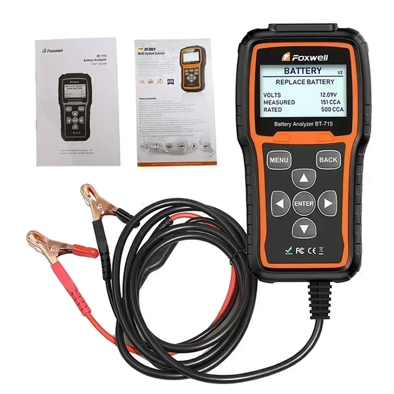 

Тестер реле Foxwell BT715, анализатор автомобильного аккумулятора, 12 В и 24 В AGM/EPB, тестер плоских аккумуляторов BT715, многоязычный тестер реле