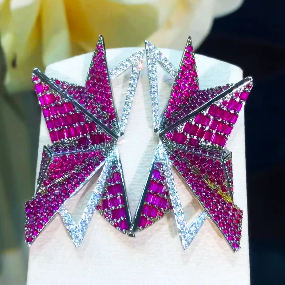 

Kellybola Famous Brand Feather Geometry Castle Earrings Trendy Zircon Wedding Engagement Party Dubai Earrings for women 2020