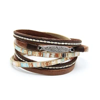 multilayer leather wide braided straps wrap bracelet for women girl wristbands boho bangle bracelet magnetic clasp gift box