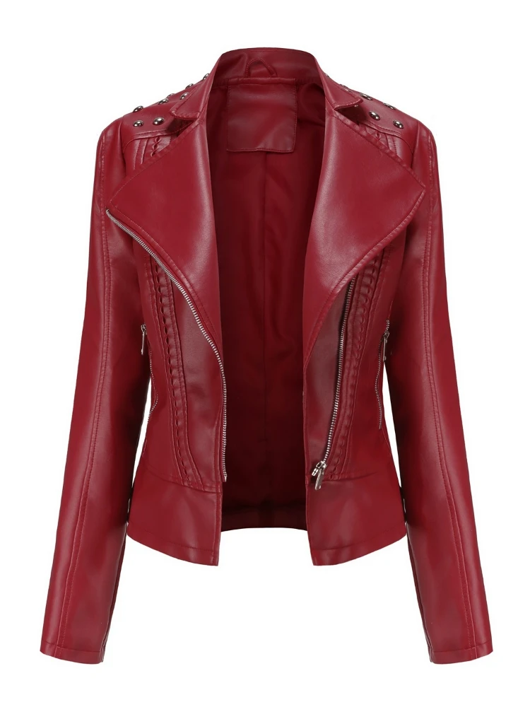 2020 new European spring and autumn women's Leather Jacket Women's Slim small coat women's motorcycle clothes enlarge