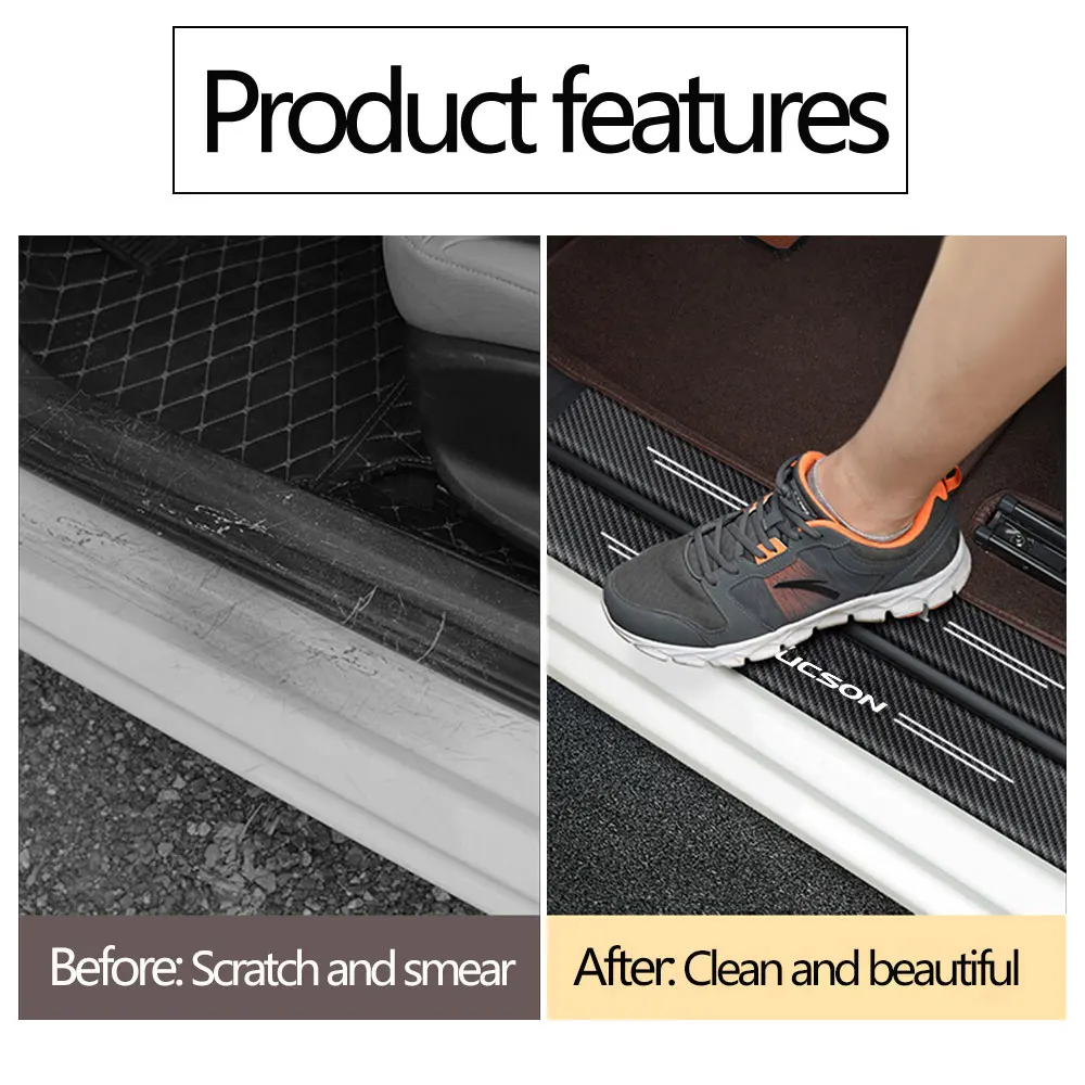 4 шт. наклейки на дверь автомобиля защитная наклейка из углеродного волокна