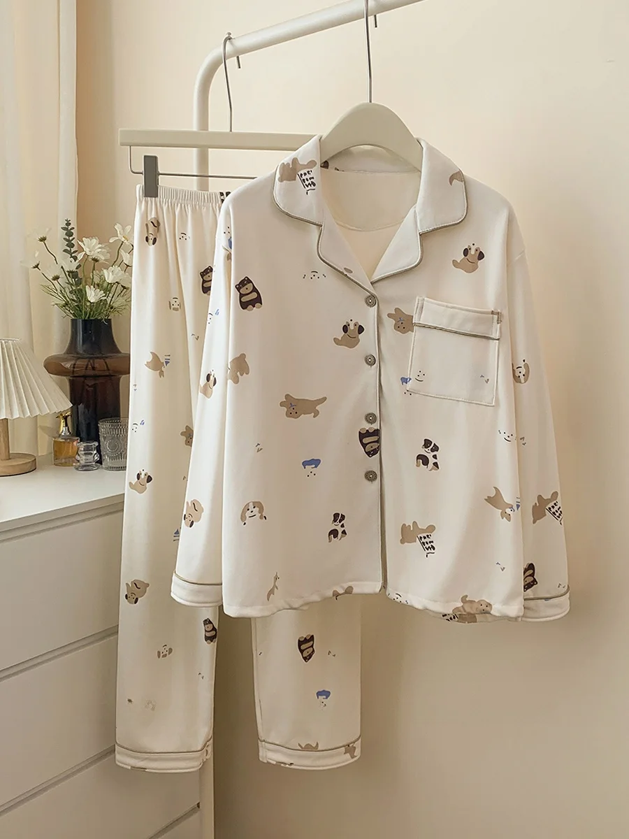 Японская мода милый домашний щенок осенне-зимняя бархатная пижама с героями