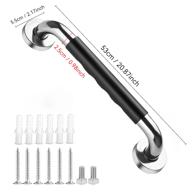 

Поручень Из Нержавеющей Стали С Нескользящими Резиновыми Ручками, Балансир Для Душа, Безопасный Поручень Для Ванной Комнаты