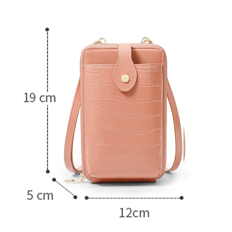 Stone Pattern Design Phone Pocket Shoulder Bag For Women Pu Leather  Female Crossbody Bags Ladies Large Capacity Messenger Purse