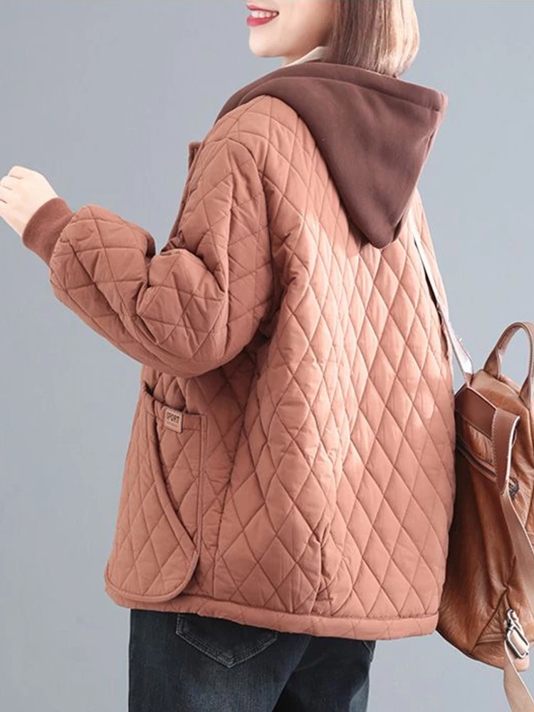 Пальто с хлопковой подкладкой Fat Mom для ранней зимы корейское свободное стеганое