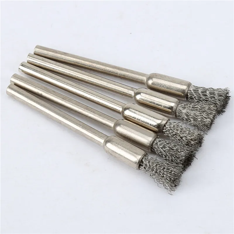 Brushes Stainless Steel Mounted Wire Wheel Mandrel Set Dremel Accessory Rotary Tools 3.17mm Shank Mandrel Silver