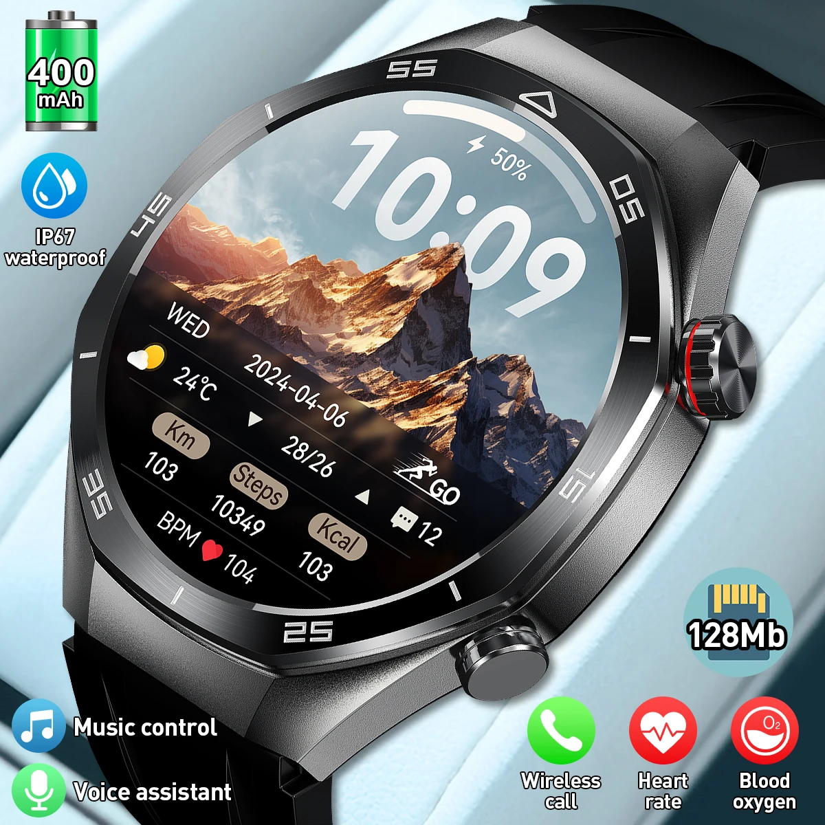 Мужские умные часы с пульсометром 400 мАч цвет в ассортименте