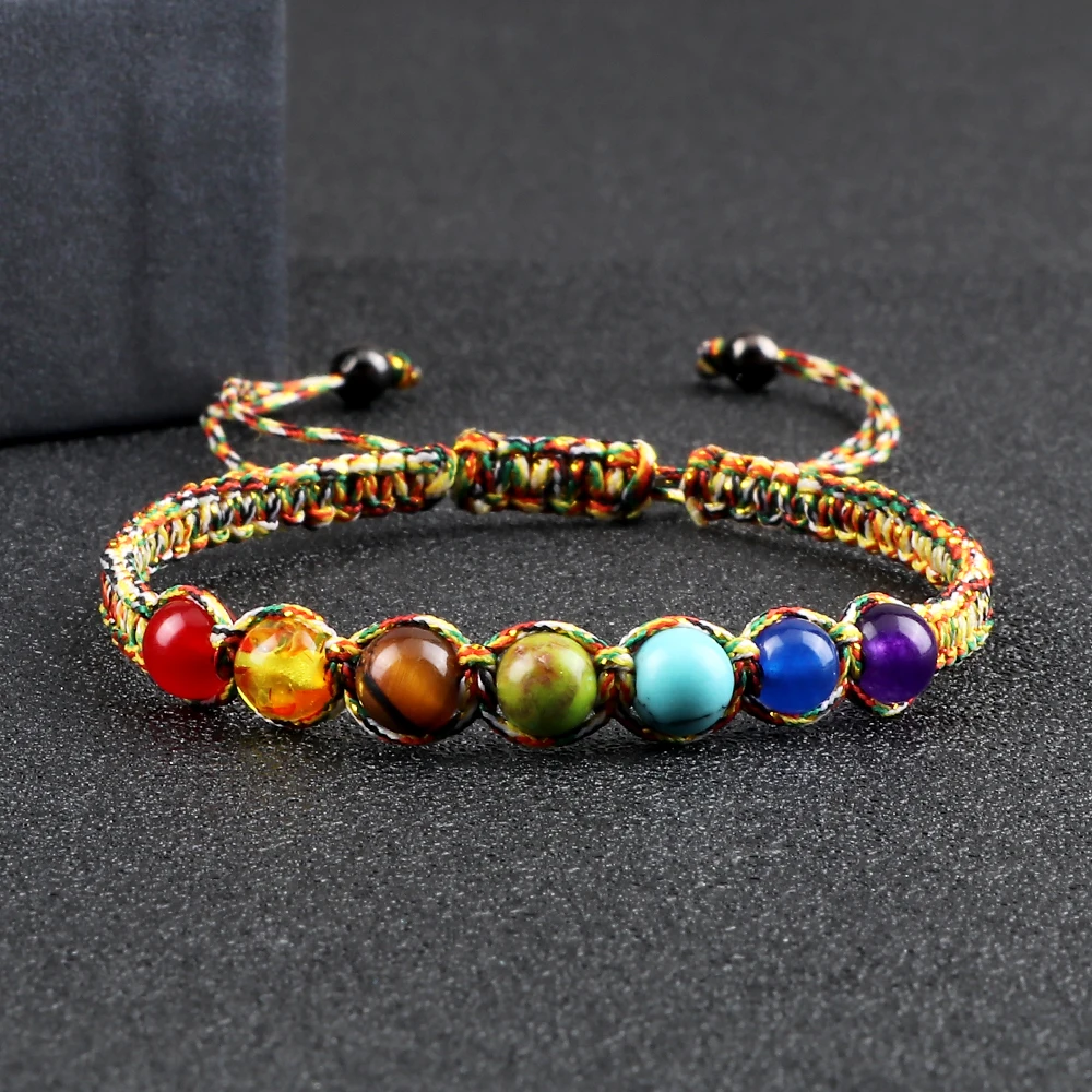 

5PCS 6MM 7 Chakra Braided Natural Stone Bracelet High Quality Engry Healing Bangles Couple Yoga Jewelry Chain for Friend
