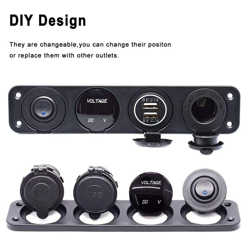 

4-х клавишный переключатель 12 В, светодиодсветодиодный клавишная отсоединяемая панель с цифровым фотокомбинацией, Аксессуары для автомоби...