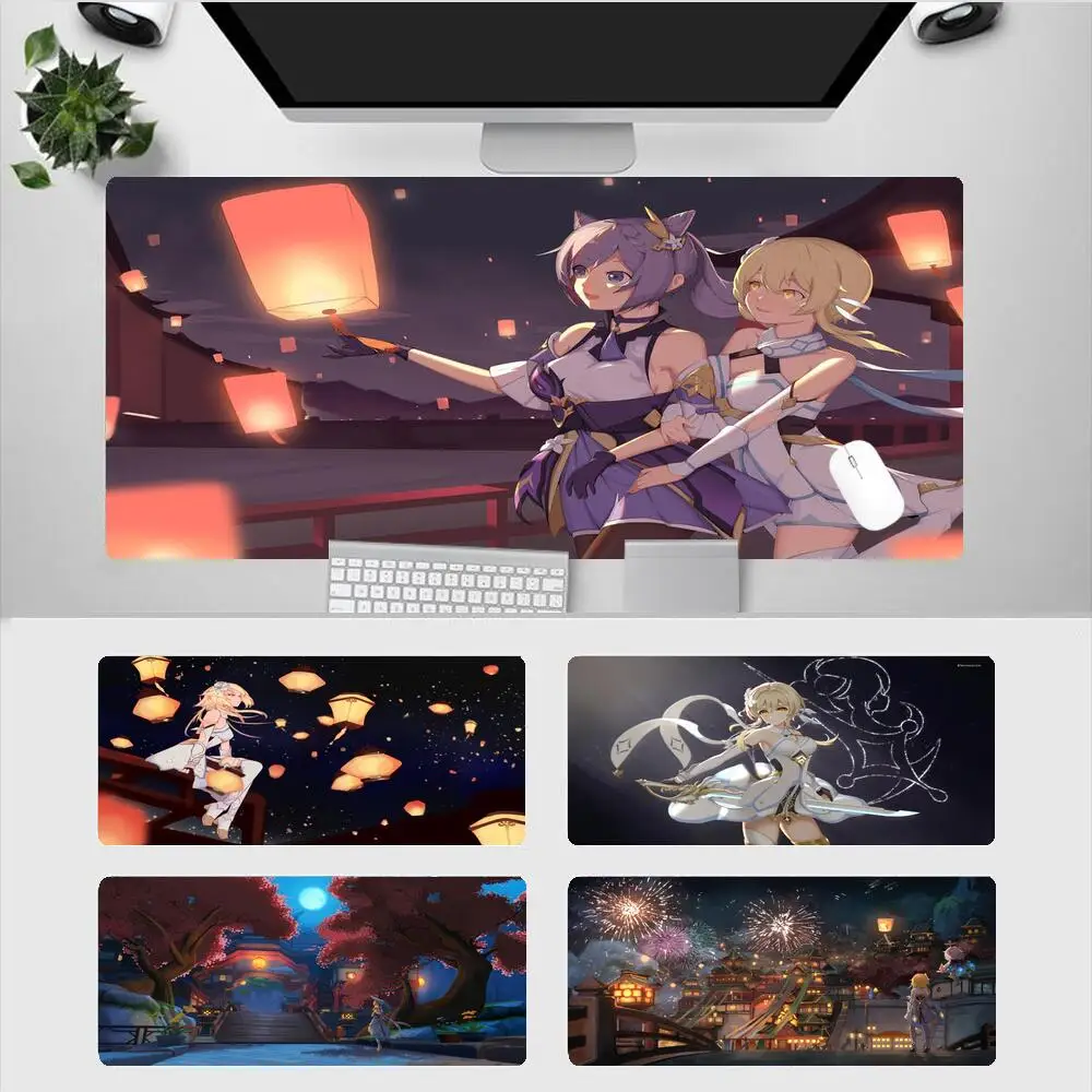 

Lumine Genshin Impact Desk Pad Gaming Accessories Laptop Office Mouse Carpet Keyboard Notebook Large Pc Mousepad Kawaii 900X400