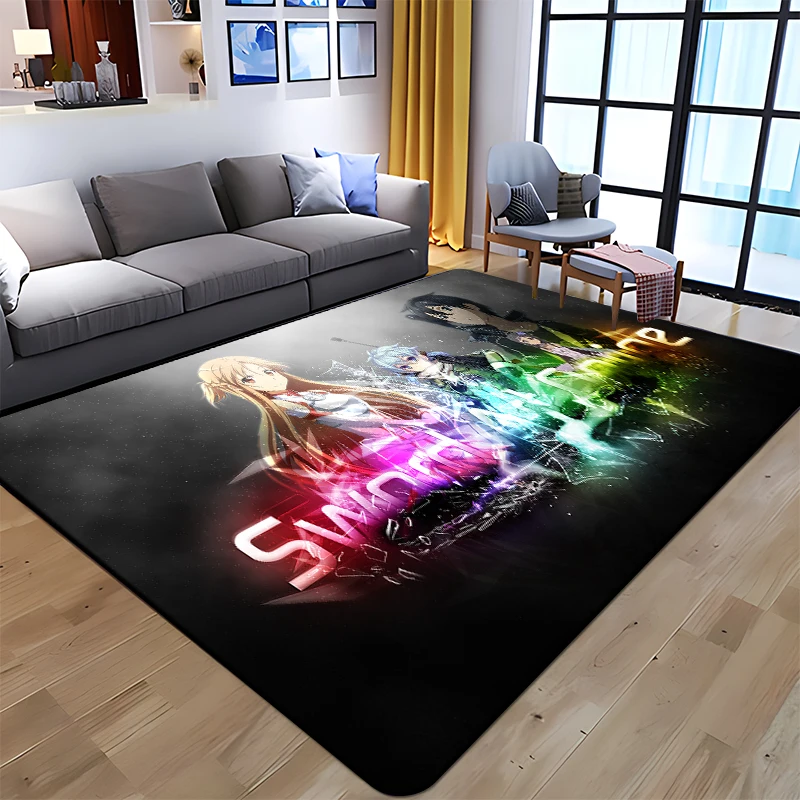 Hot Anime SAO Sword Art Online Printed Carpet for Living Room Rugs Camping stranger things Picnic Mats Anti-Slip Rug Yoga Mat